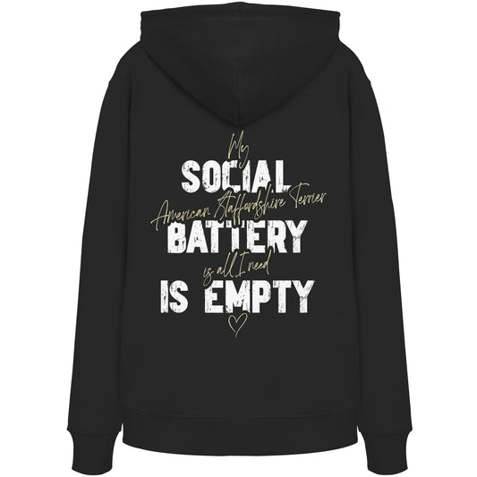 Social Battery Is Empty - American Staffordshire Terrier - Organic Hoodie