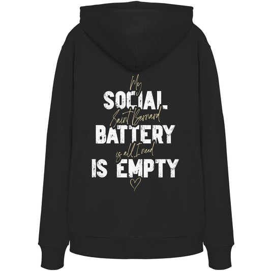 Social Battery Is Empty - Bernhardiner - Organic Hoodie