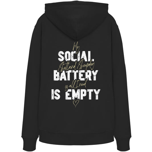 Social Battery Is Empty - Shetland Sheepdog - Organic Hoodie