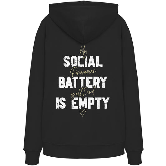 Social Battery Is Empty - Pomeranian - Organic Hoodie
