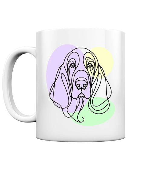 Line Art - Süßer Basset Hound - Tasse glossy