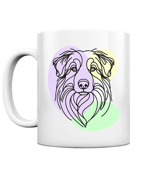 Line Art - Süßer Australian Shepherd - Tasse glossy
