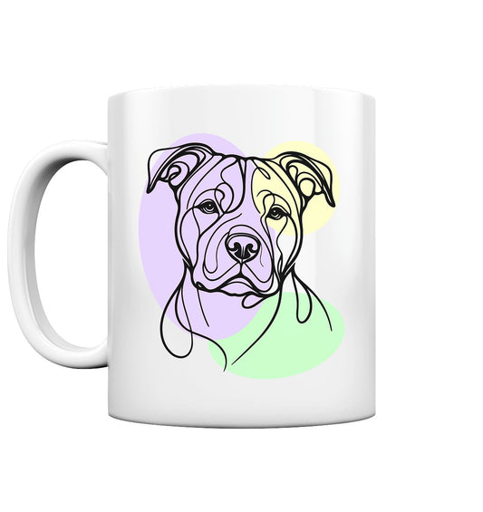 Line Art - Süßer American Staffordshire Terrier - Tasse glossy