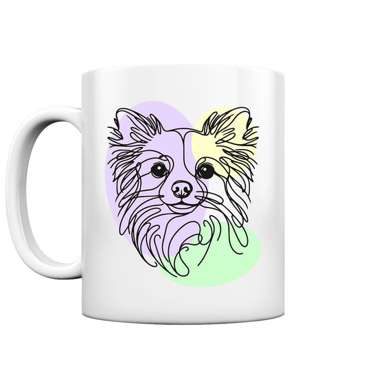 Line Art - Süßer Chihuahua (Langhaar) - Tasse glossy