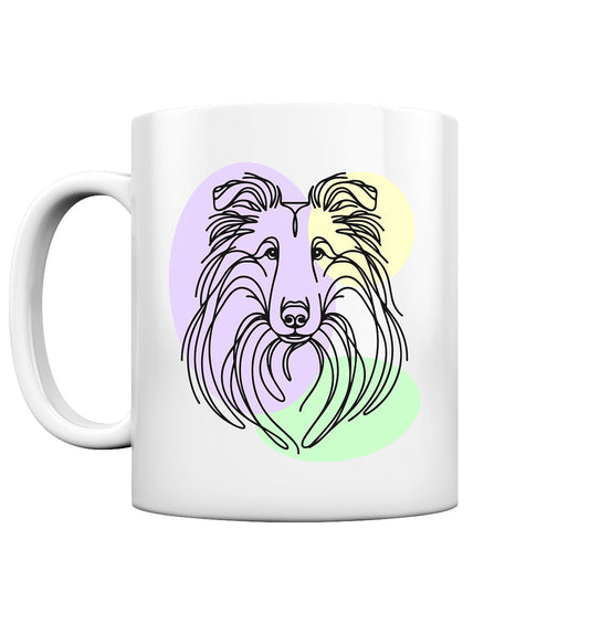 Line Art - Süßer Collie - Tasse glossy