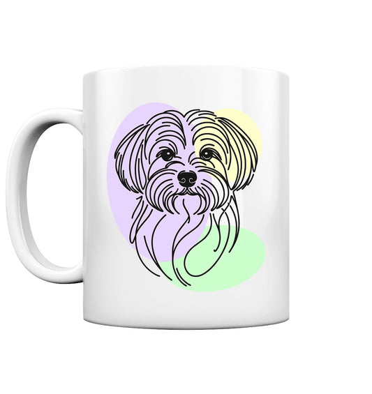 Line Art - Süßer Malteser - Tasse glossy