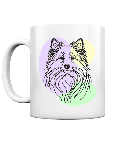 Line Art - Süßer Islandhund - Tasse glossy