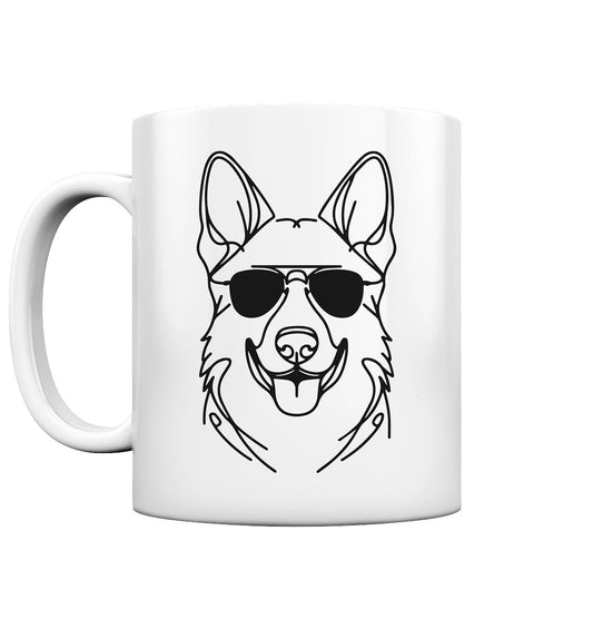 Line Art - Cooler Deutscher Schäferhund - Tasse glossy