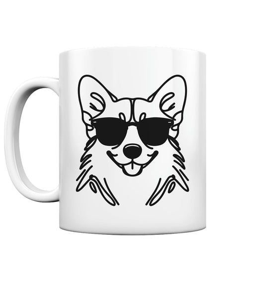 Line Art - Cooler Corgi - Tasse glossy