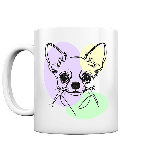 Line Art - Süßer Chihuahua (Kurzhaar) - Tasse glossy
