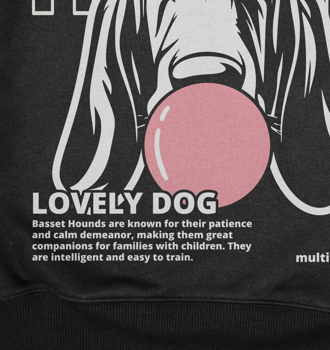 Bubble Gum Basset Hound (rosa) - Detailansicht