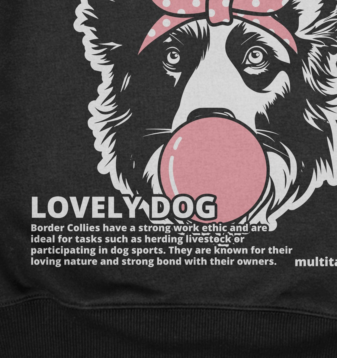 Bubble Gum Border Collie (rosa) - Detailansicht