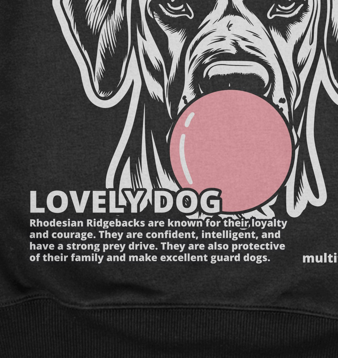 Bubble Gum Rhodesian Ridgeback (rosa) - Detailansicht