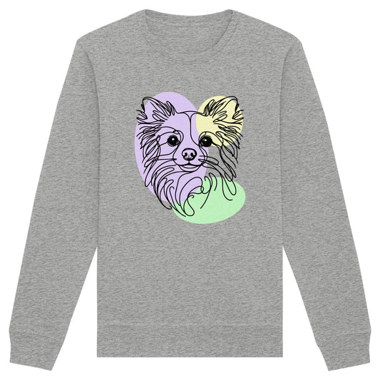 Line Art - Süßer Chihuahua (Langhaar) - Organic Basic Unisex Sweatshirt