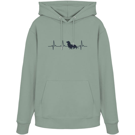 Herzschlag Dackel (Langhaar) - Organic Hoodie