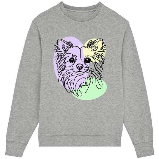 Line Art - Süßer Chihuahua (Langhaar) - Organic Lightweight Sweatshirt