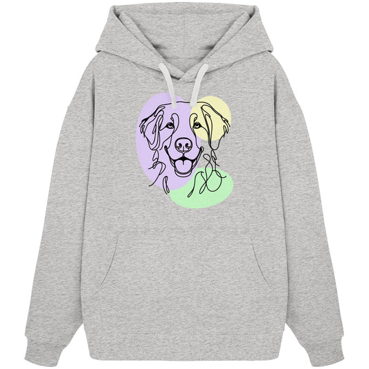 Line Art - Süßer Golden Retriever - Organic Oversize Hoodie