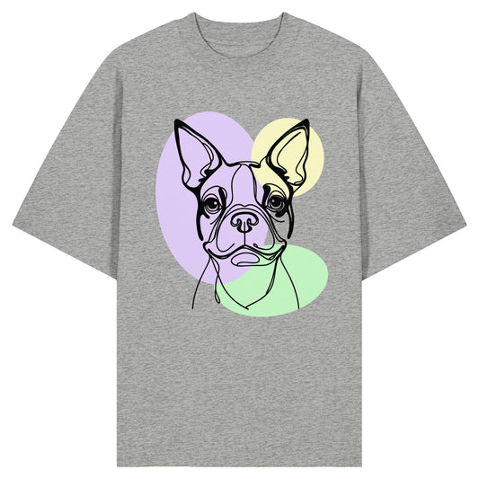 Line Art - Süßer Boston Terrier - Organic Oversize Shirt