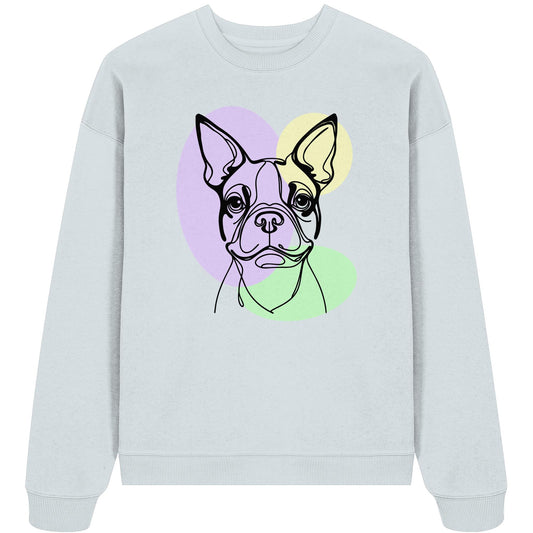 Line Art - Süßer Boston Terrier - Organic Oversize Sweatshirt