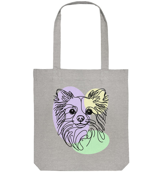 Line Art - Süßer Chihuahua (Langhaar) - Organic Tote-Bag