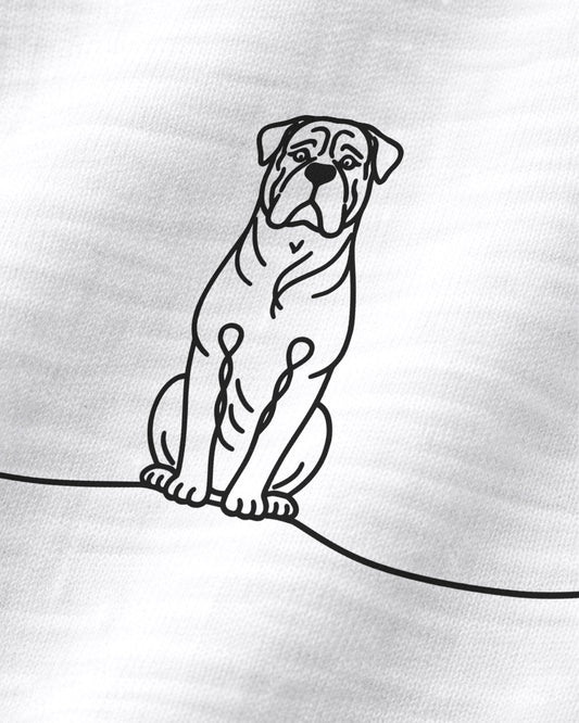 Motiv nah - Line Art - Bordeauxdogge mit Herz