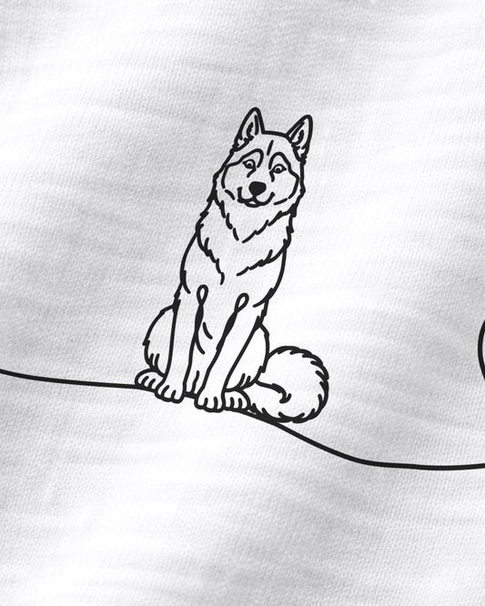 Motiv nah - LineArt Husky mit Herz