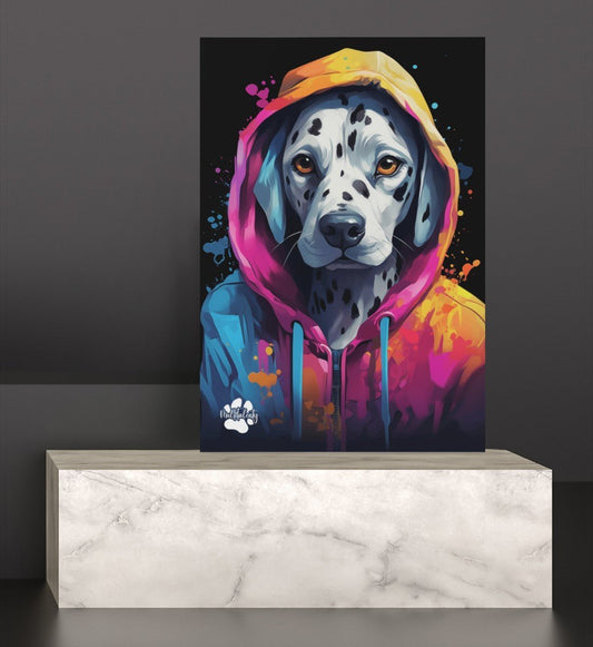 Dalmatiner mit Kapuze - Leinwand 30x45cm - Multitalenty