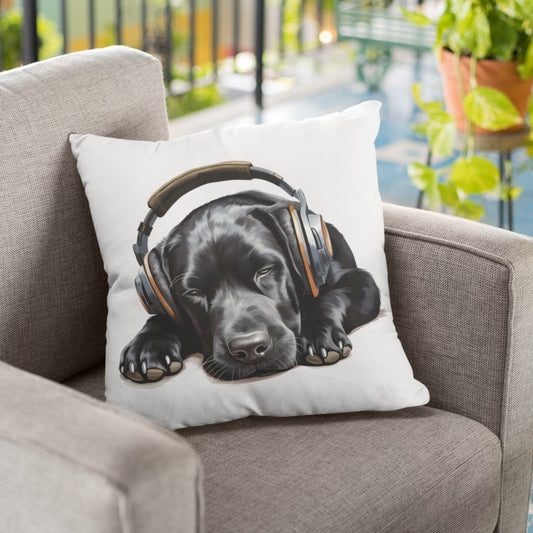 Kopfhörer Labrador schwarz - Kissen 40x40cm - Multitalenty