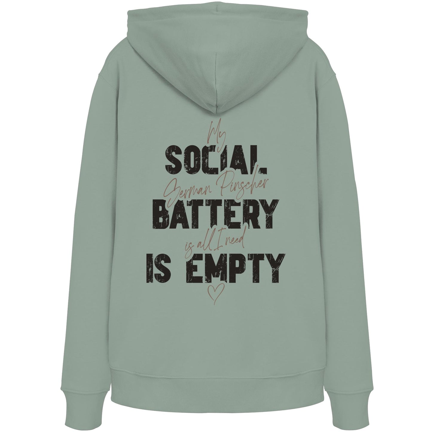 Social Battery Is Empty - Deutscher Pinscher - Organic Hoodie