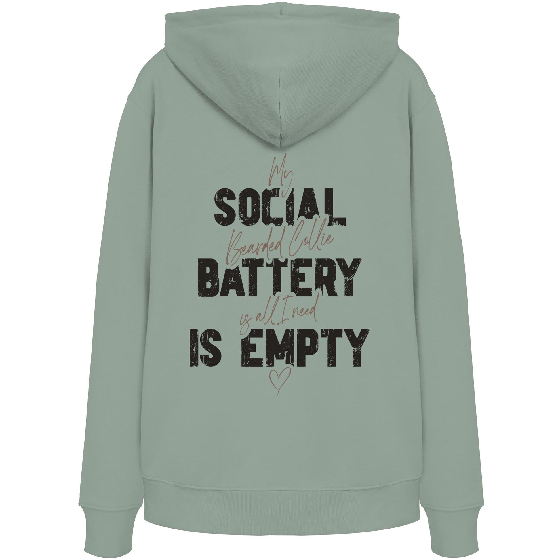 Social Battery Is Empty - Bearded Collie - Organic Hoodie