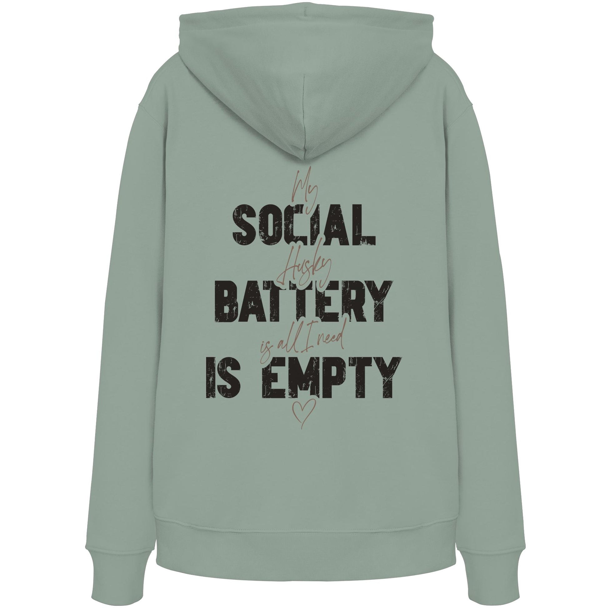 Social Battery Is Empty - Husky - Organic Hoodie