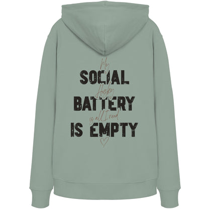Social Battery Is Empty - Husky - Organic Hoodie