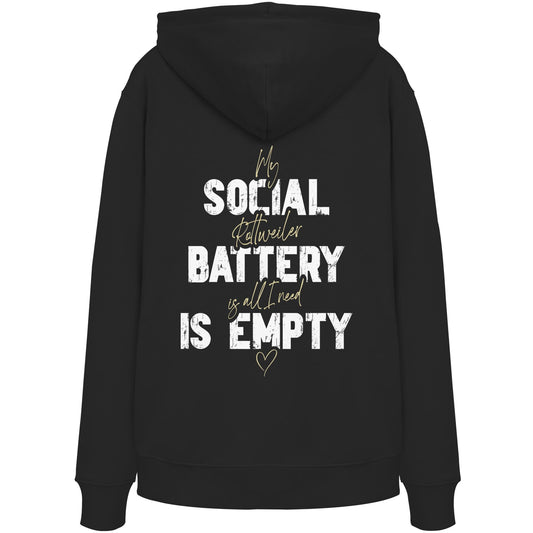 Social Battery Is Empty - Rottweiler - Organic Hoodie