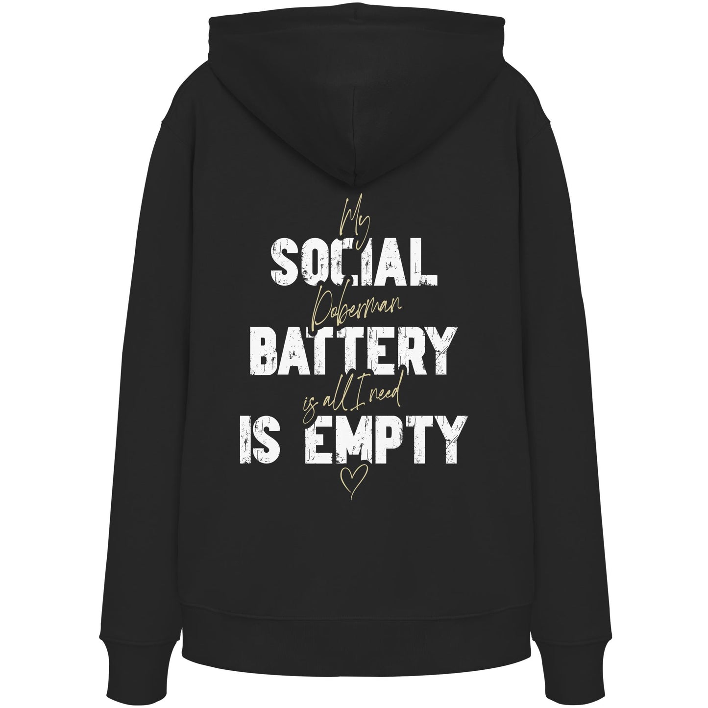 Social Battery Is Empty - Dobermann - Organic Hoodie