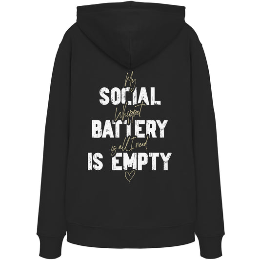 Social Battery Is Empty - Whippet - Organic Hoodie