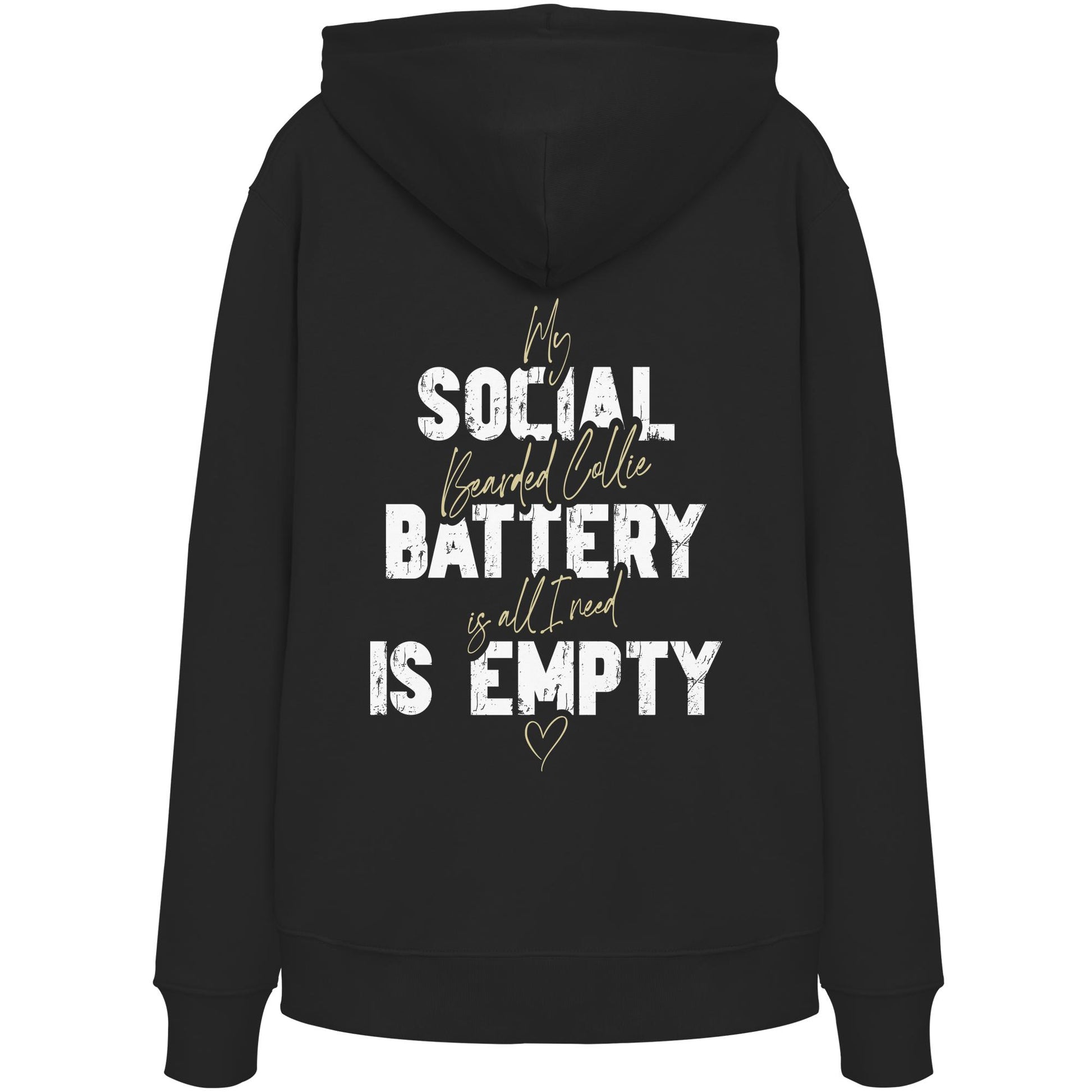 Social Battery Is Empty - Bearded Collie - Organic Hoodie