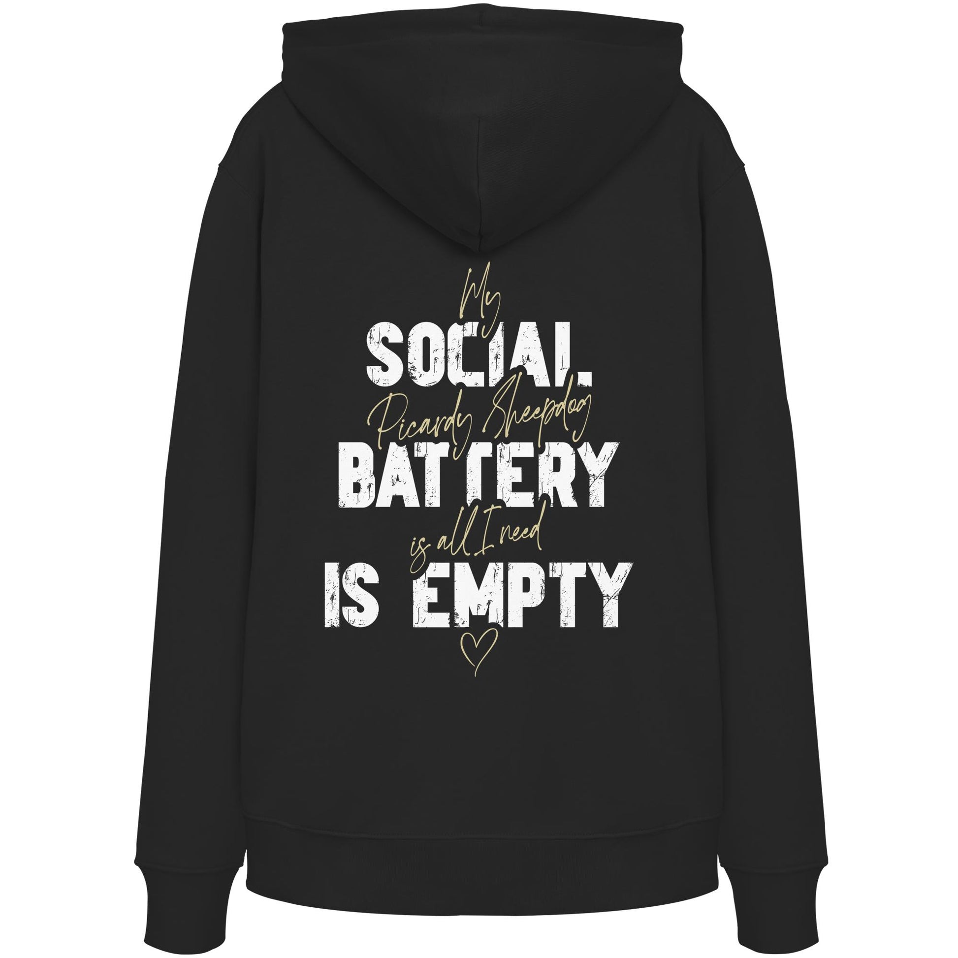 Social Battery Is Empty - Berger de Picardie - Organic Hoodie