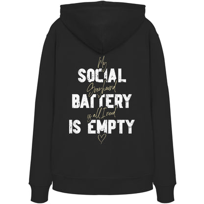 Social Battery Is Empty - Greyhound - Organic Hoodie