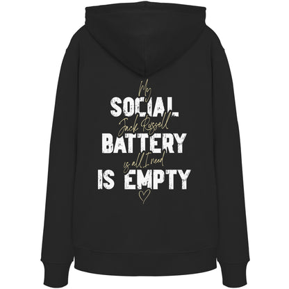 Social Battery Is Empty - Jack Russell - Organic Hoodie