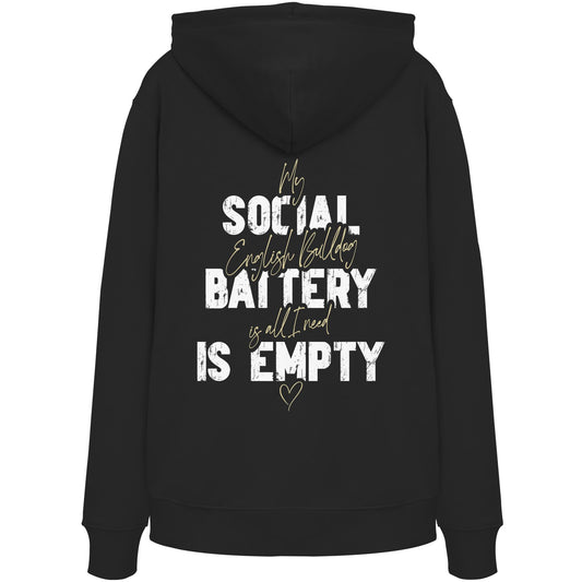 Social Battery Is Empty - Englische Bulldogge - Organic Hoodie