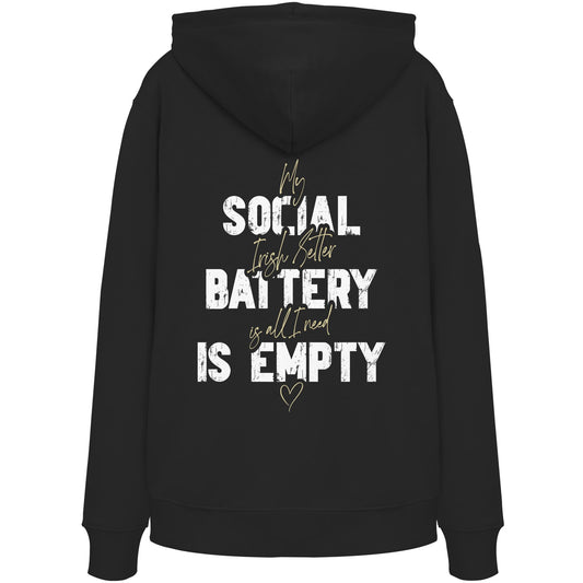 Social Battery Is Empty - Irish Setter - Organic Hoodie