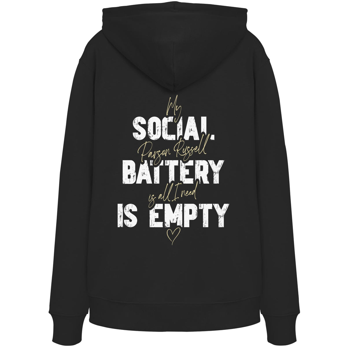 Social Battery Is Empty - Parson Russell - Organic Hoodie