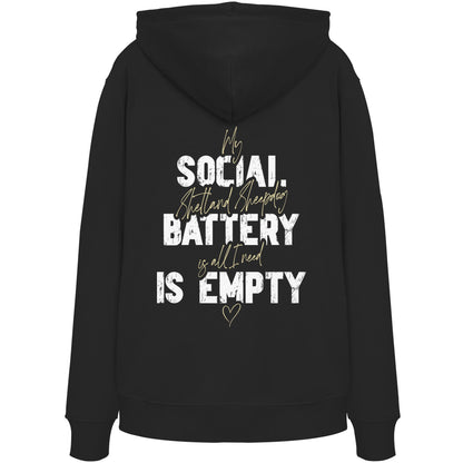Social Battery Is Empty - Shetland Sheepdog - Organic Hoodie