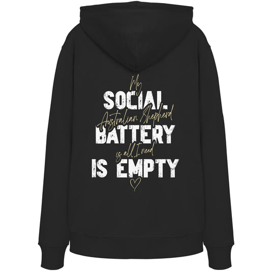 Social Battery Is Empty - Australian Shepherd - Organic Hoodie