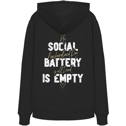 Social Battery Is Empty - Neufundländer - Organic Hoodie