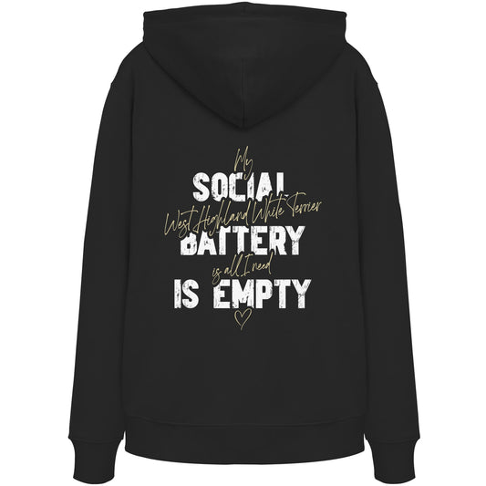 Social Battery Is Empty - West Highland White Terrier - Organic Hoodie