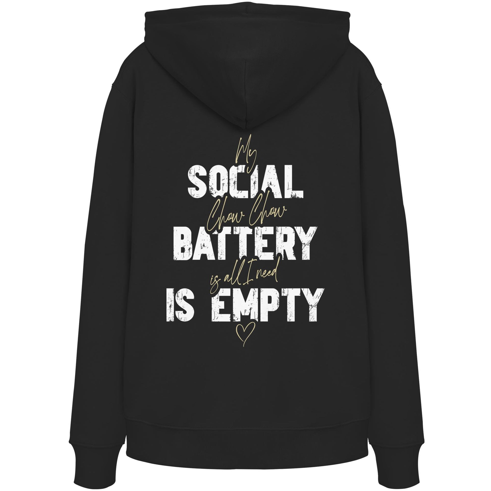 Social Battery Is Empty - Chow Chow - Organic Hoodie