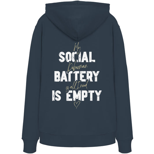 Social Battery Is Empty - Dobermann - Organic Hoodie