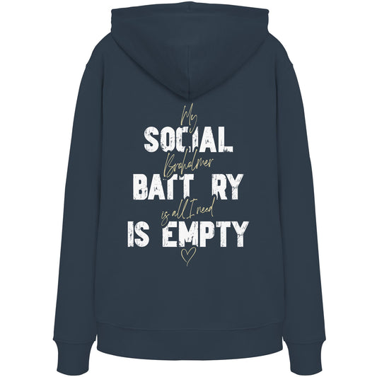 Social Battery Is Empty - Broholmer - Organic Hoodie