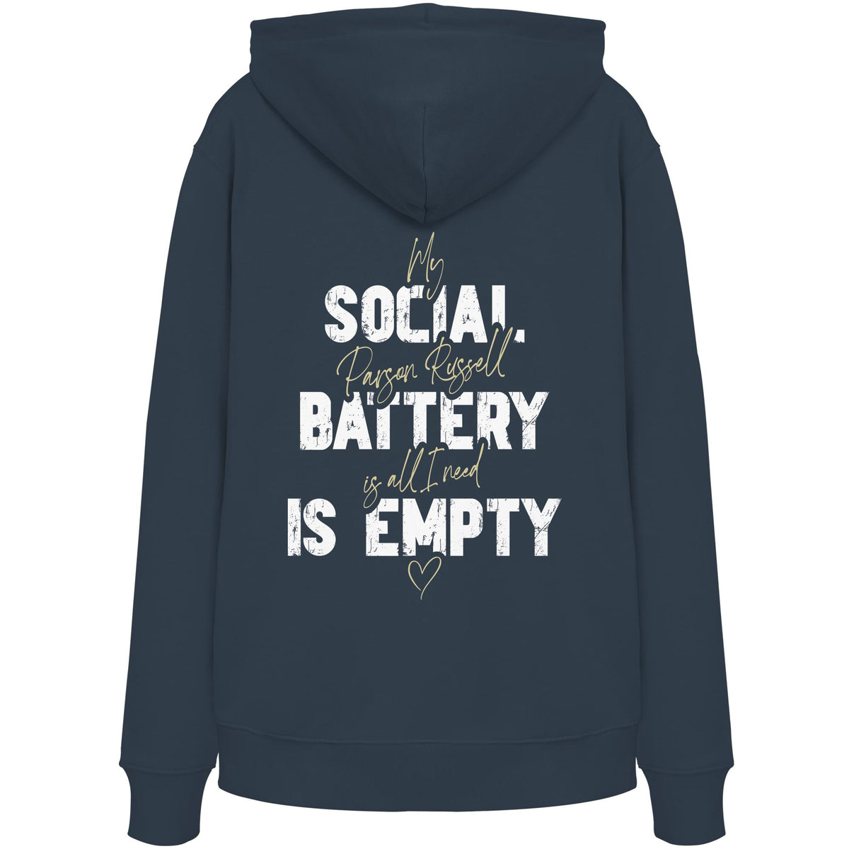 Social Battery Is Empty - Parson Russell - Organic Hoodie